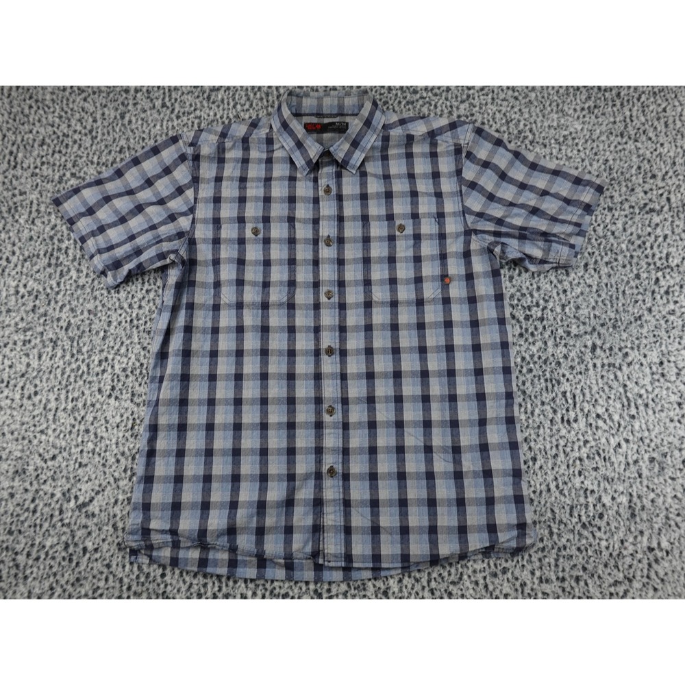 Mountain Hardwear Button Down Mens Medium Blue OM7476 Plaid Short Sleeve